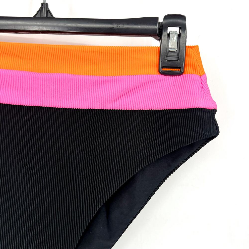 BEACH RIOT Heidi Colorblock High Waist Bikini Bottoms Medium Black Orange NWT - Picture 6 of 14